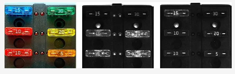 左：實際部分；中：紅光（不清楚的數字）；右：藍光（清晰的數字）.png