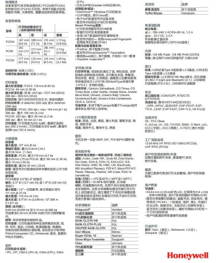 honeywell霍尼韋爾PC23D臺(tái)式熱敏標(biāo)簽打印機(jī)參數(shù).png